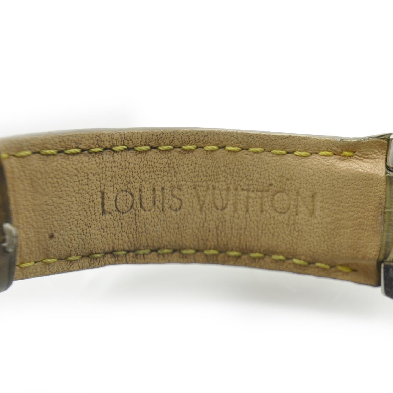 Louis Vuitton Stainless Steel Alligator 34mm Tambour Quartz Watch Champagne 5 of 7