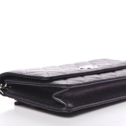 Chanel Iridescent Caviar Quilted Classic Pouch Clutch Black 4 of 12