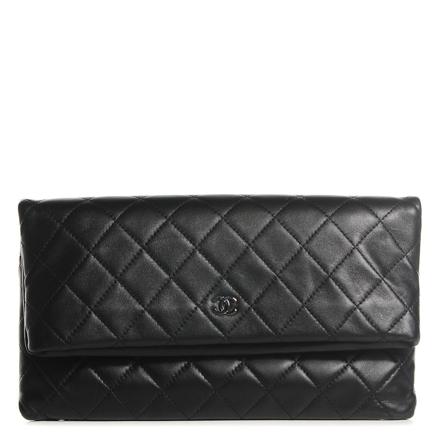 Lambskin Quilted CC Beauty Clutch Black