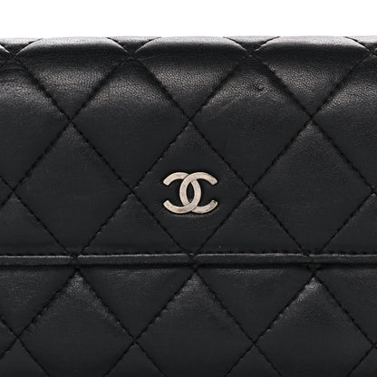 Chanel Lambskin Quilted Long Flap Wallet Black 9 of 12