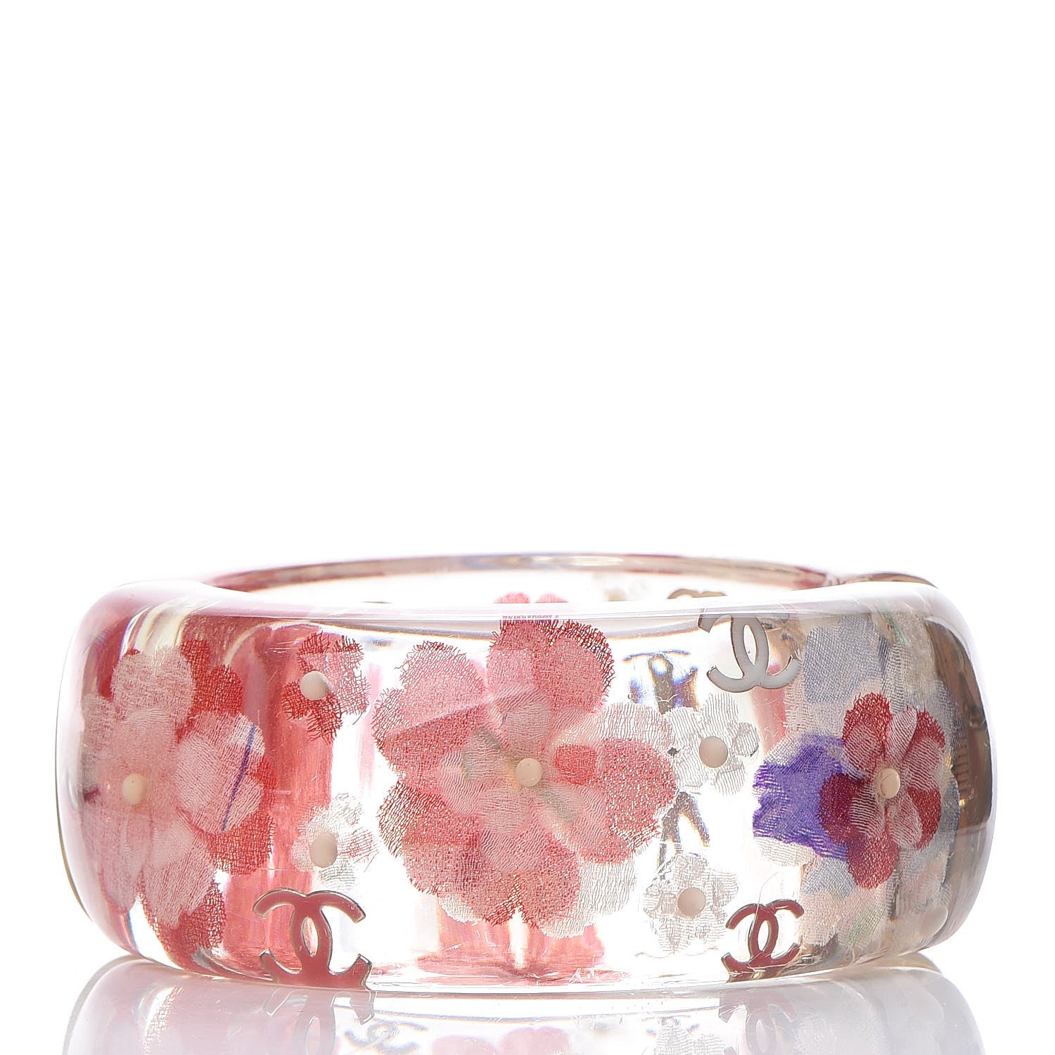 Chanel Resin Flower CC Bangle Transparent Pink 3 of 6