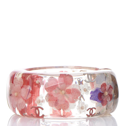 Chanel Resin Flower CC Bangle Transparent Pink 3 of 6