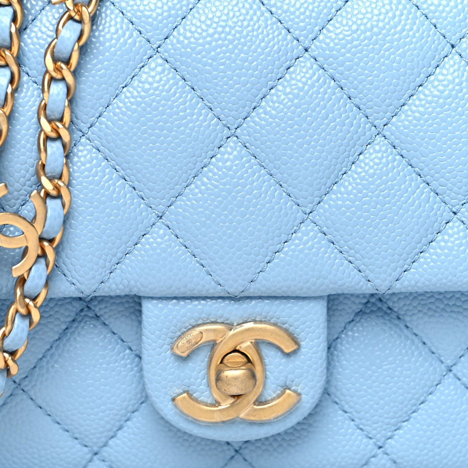 Chanel Shiny Caviar Pick Me Up Flap Belt Bag Light Blue 9 of 11