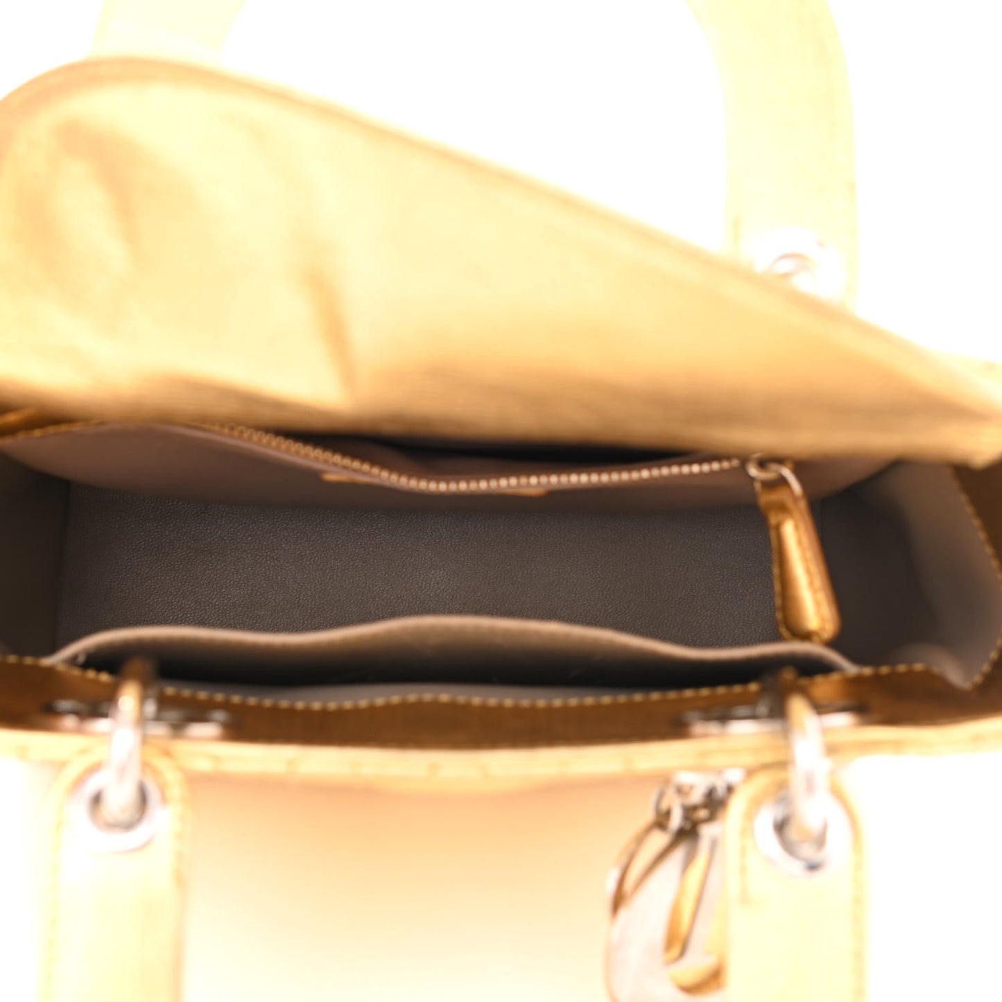 Metallic Grained Calfskin Cannage Small Lucky Badges My Lady Dior Gold