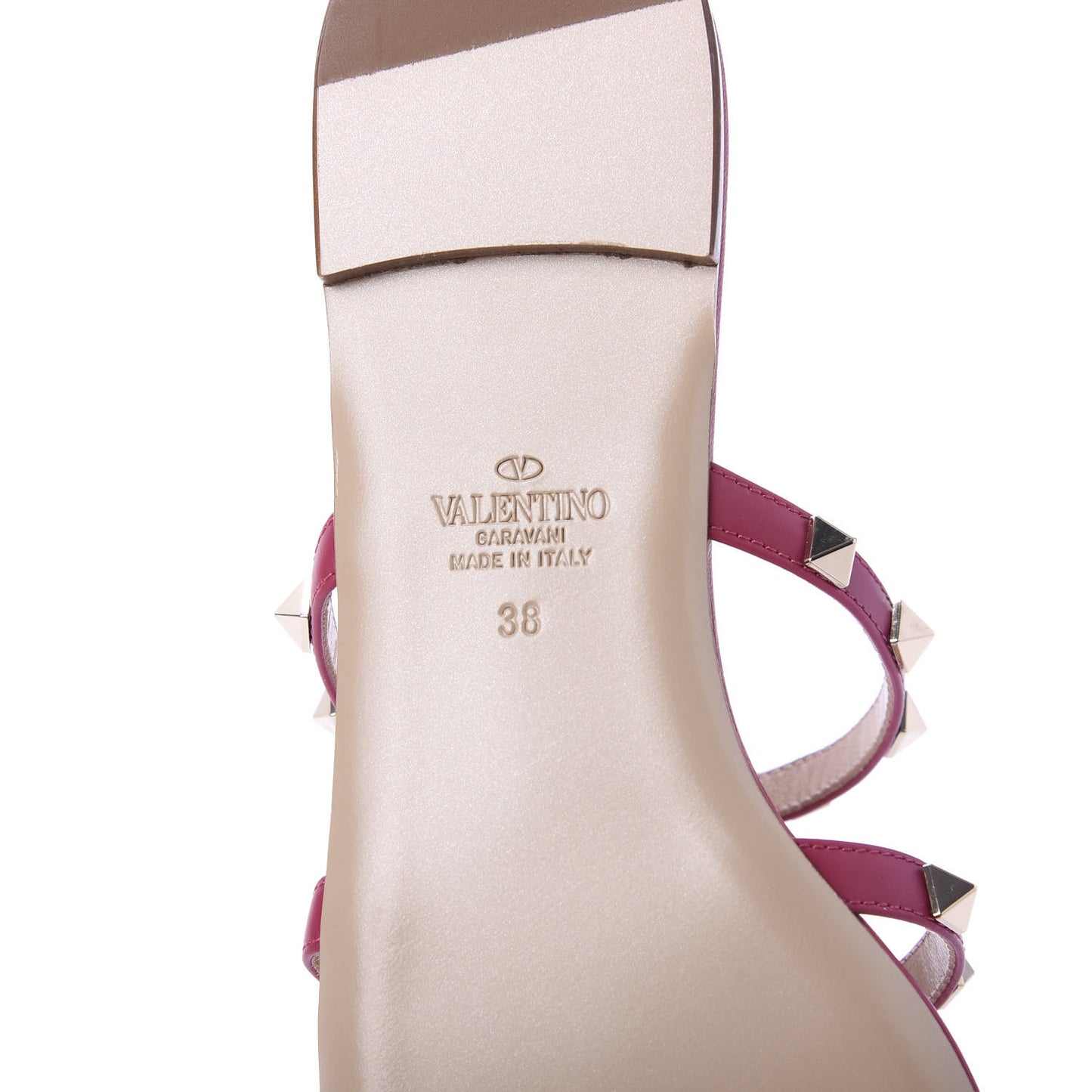 Nappa Rockstud Caged Flat Slide Sandals 38 Raspberry