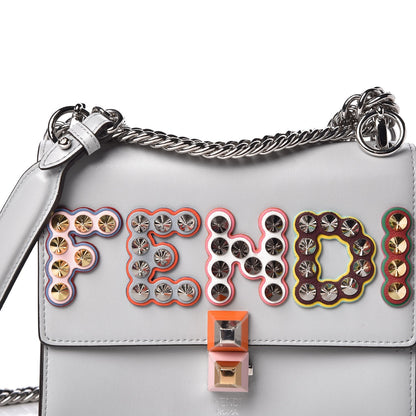Fendi Vitello Liberty Fun Fair Metal Studded Small Kan I Shoulder Bag Grigio Perla Multicolor 8 of 8