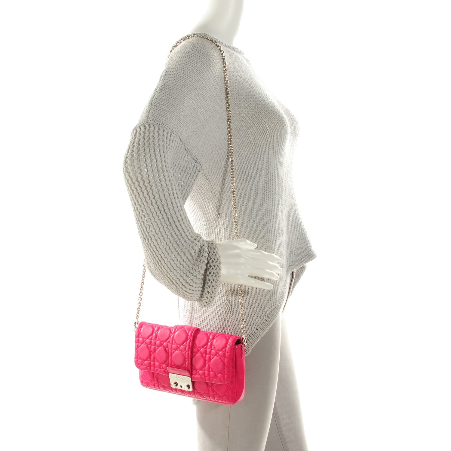 Christian Dior Lambskin Cannage New Lock Pouch Fuchsia 2 of 7