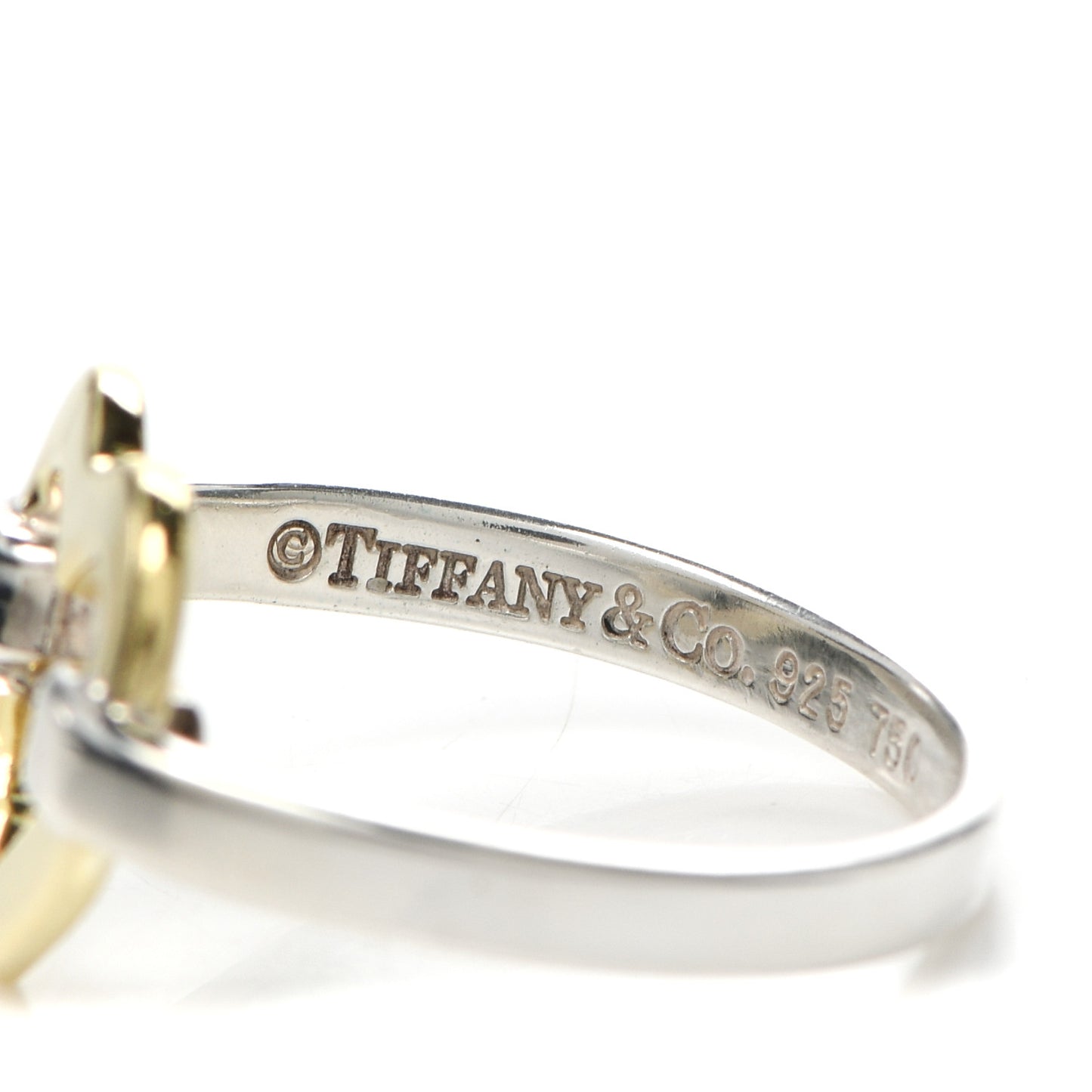 Sterling Silver 18K Yellow Gold Open Heart Ring 49 5