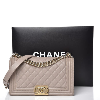 Chanel Caviar Quilted Medium Boy Flap Dark Beige 11 of 11