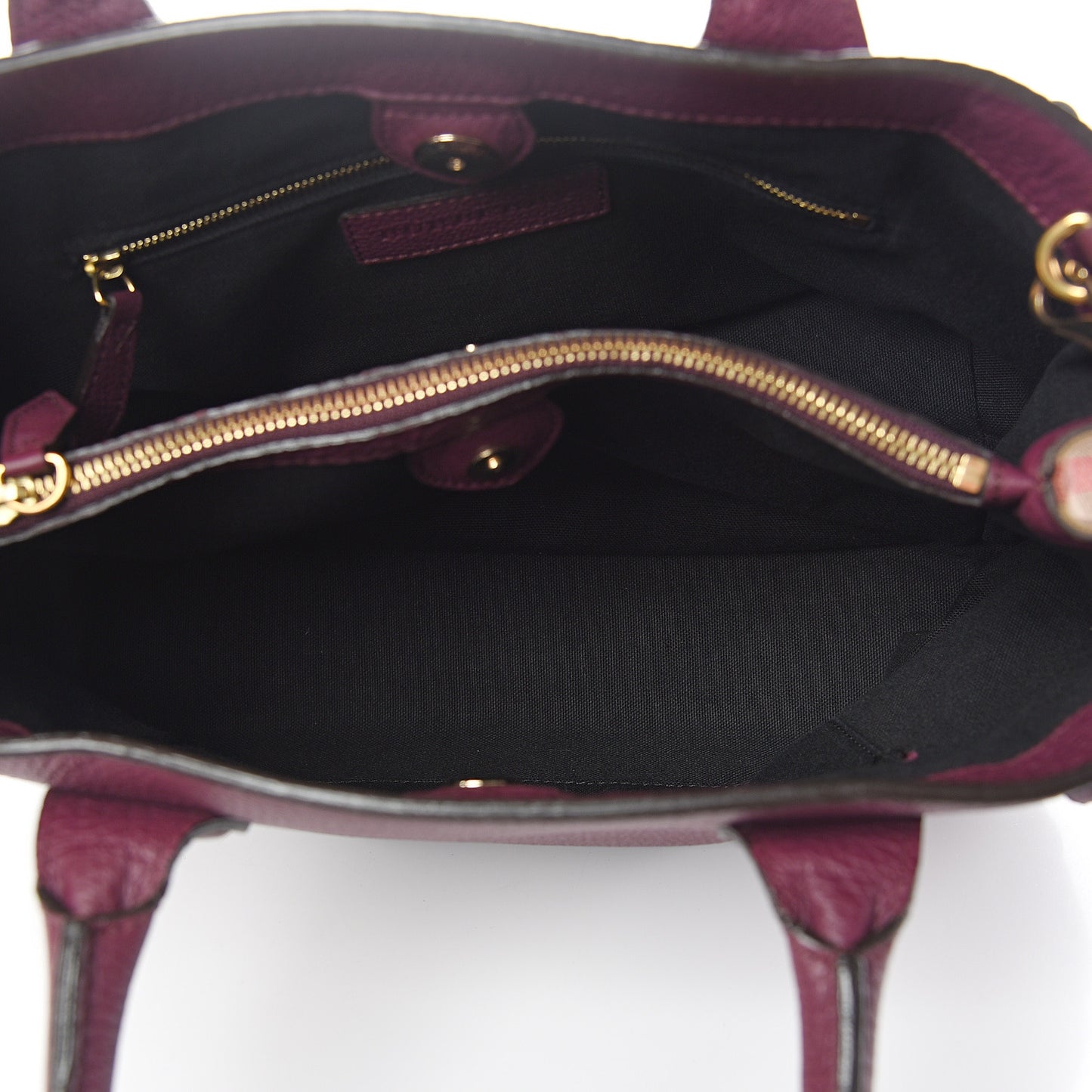 Grainy Calfskin House Check Medium Banner Tote Elderberry