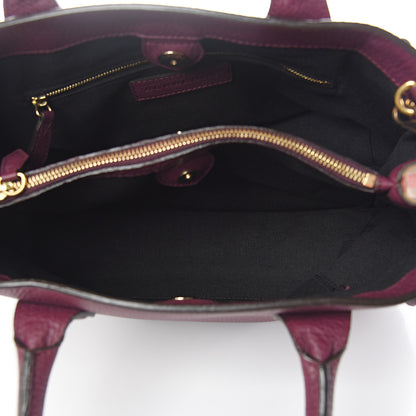 Burberry Grainy Calfskin House Check Medium Banner Tote Elderberry 4 of 11