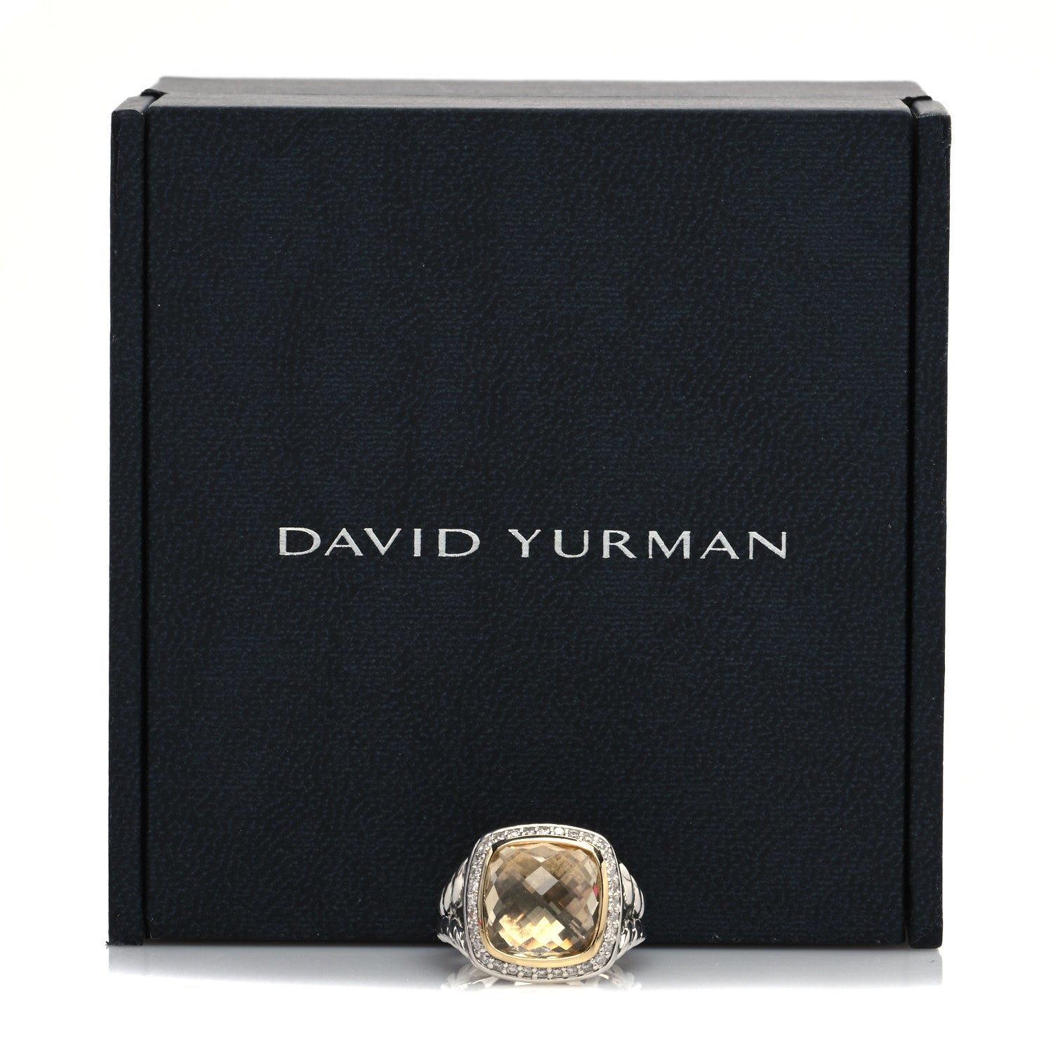 David Yurman Sterling Silver 18K Yellow Gold Diamond Champagne Citrine 11mm Albion Ring 51 5.75 5 of 5