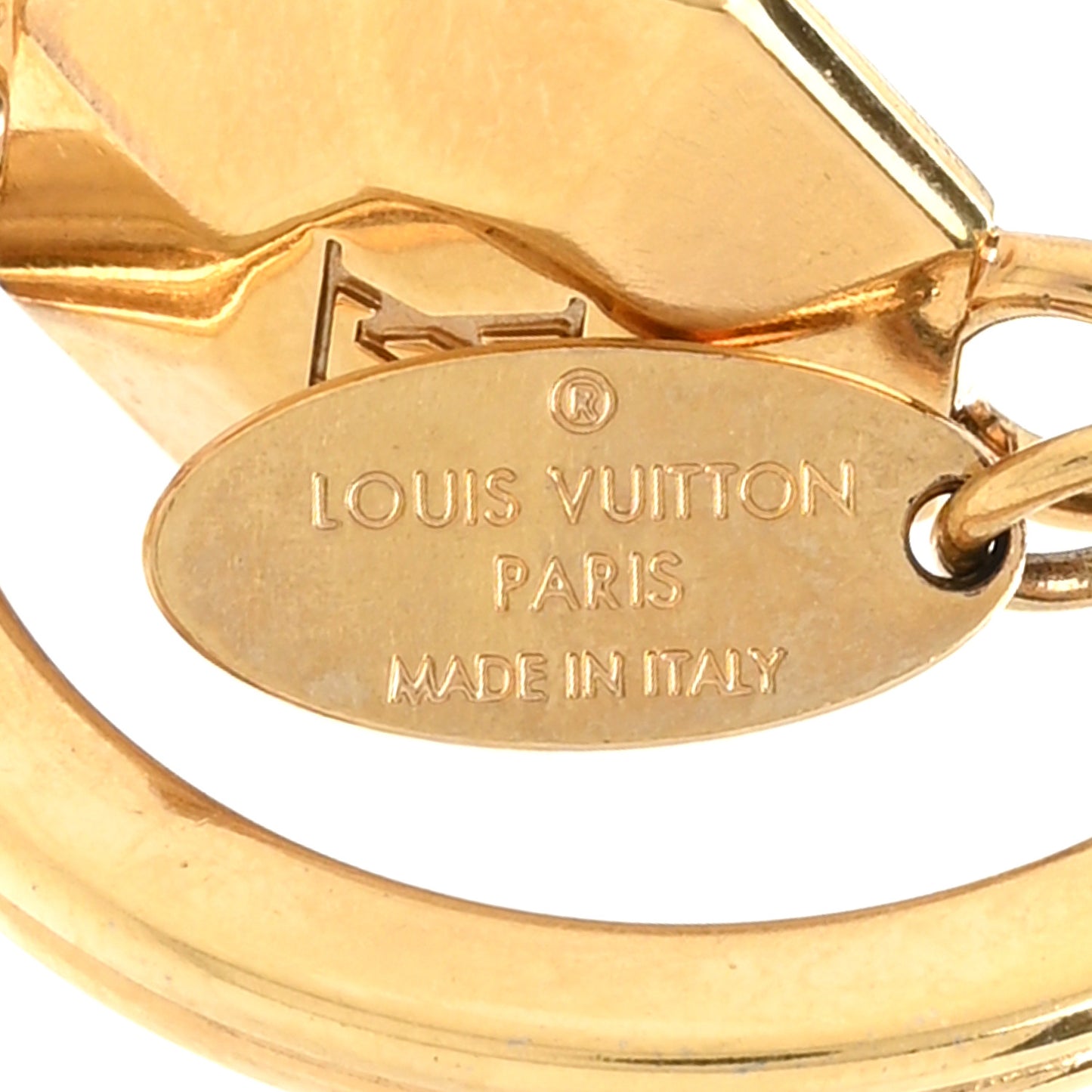 Metal LV Facettes Bag Charm Key Holder Gold