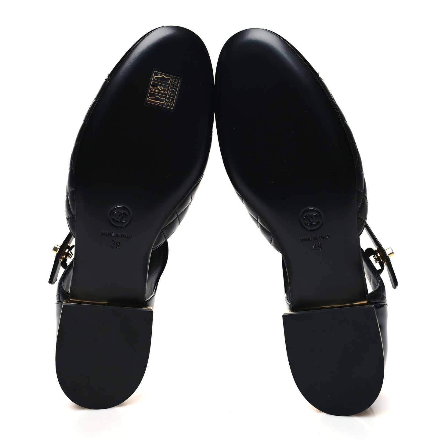 Patent Lambskin Quilted Cap Toe Ballerina Flats 39 Black