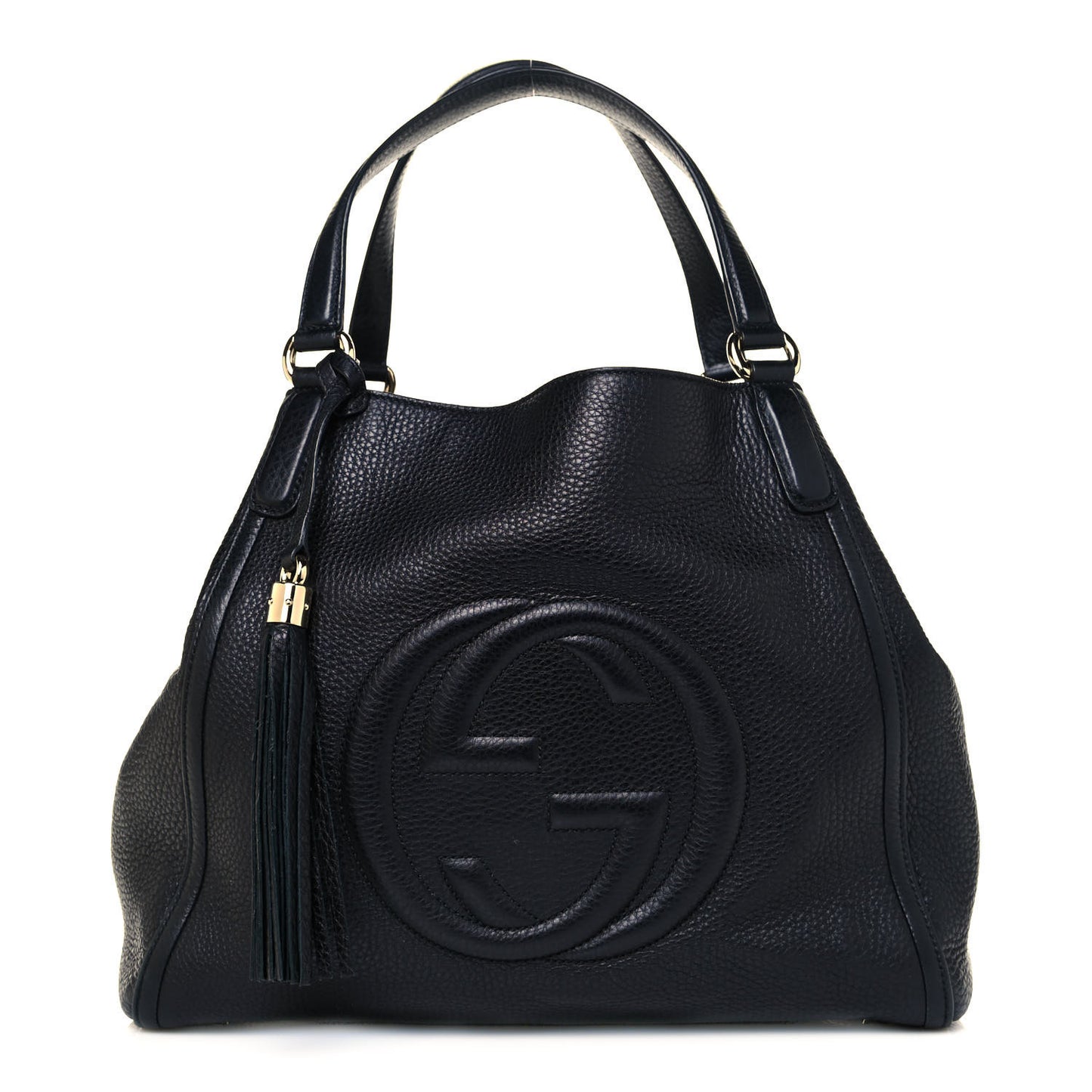 Pebbled Calfskin Medium Soho Shoulder Bag Black