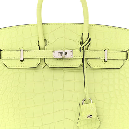 Hermes Matte Alligator Birkin 25 Jaune Bourgeon 9 of 11