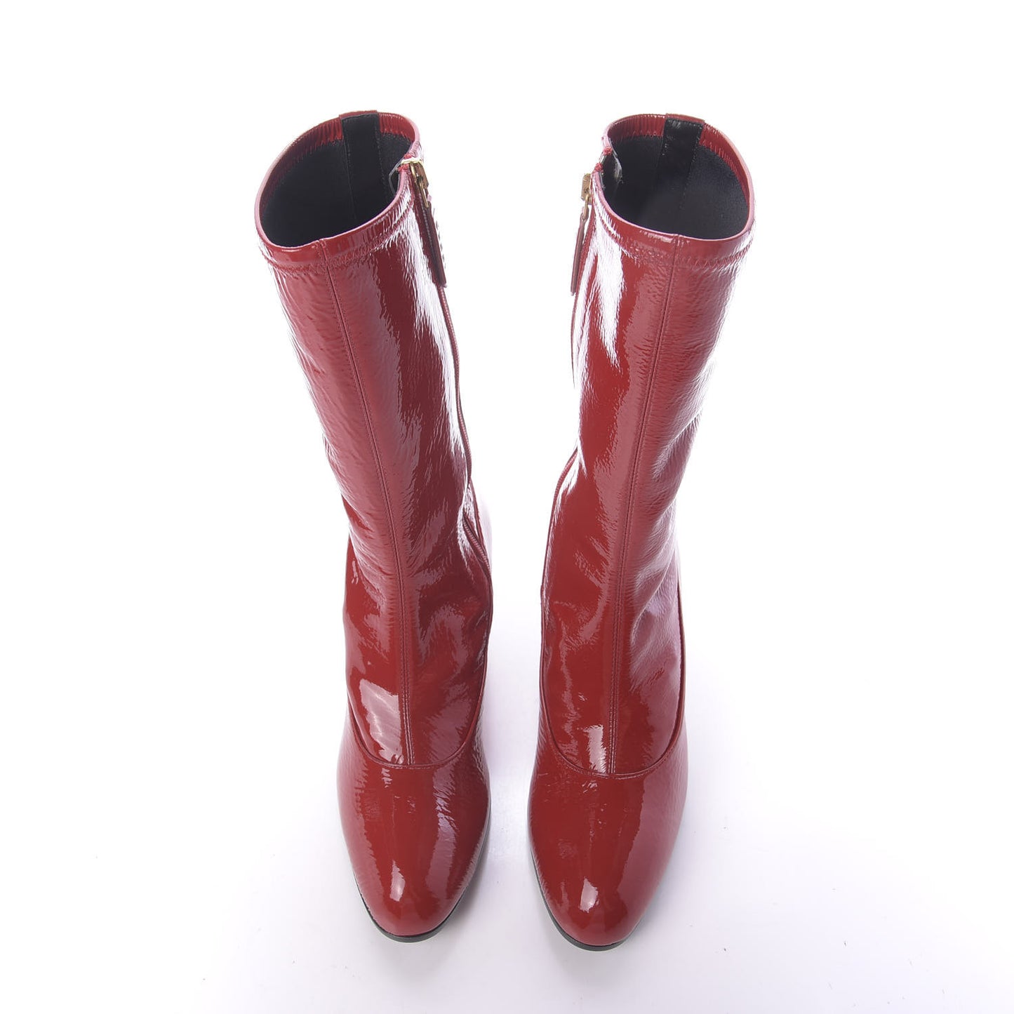 Patent Calfskin Stretch Boots 36.5 Hibiscus Red