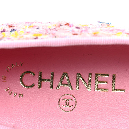 Chanel Tweed Sequin Grosgrain Cap Toe Ballet Flats 37.5 Light Pink Multicolor Black 9 of 11