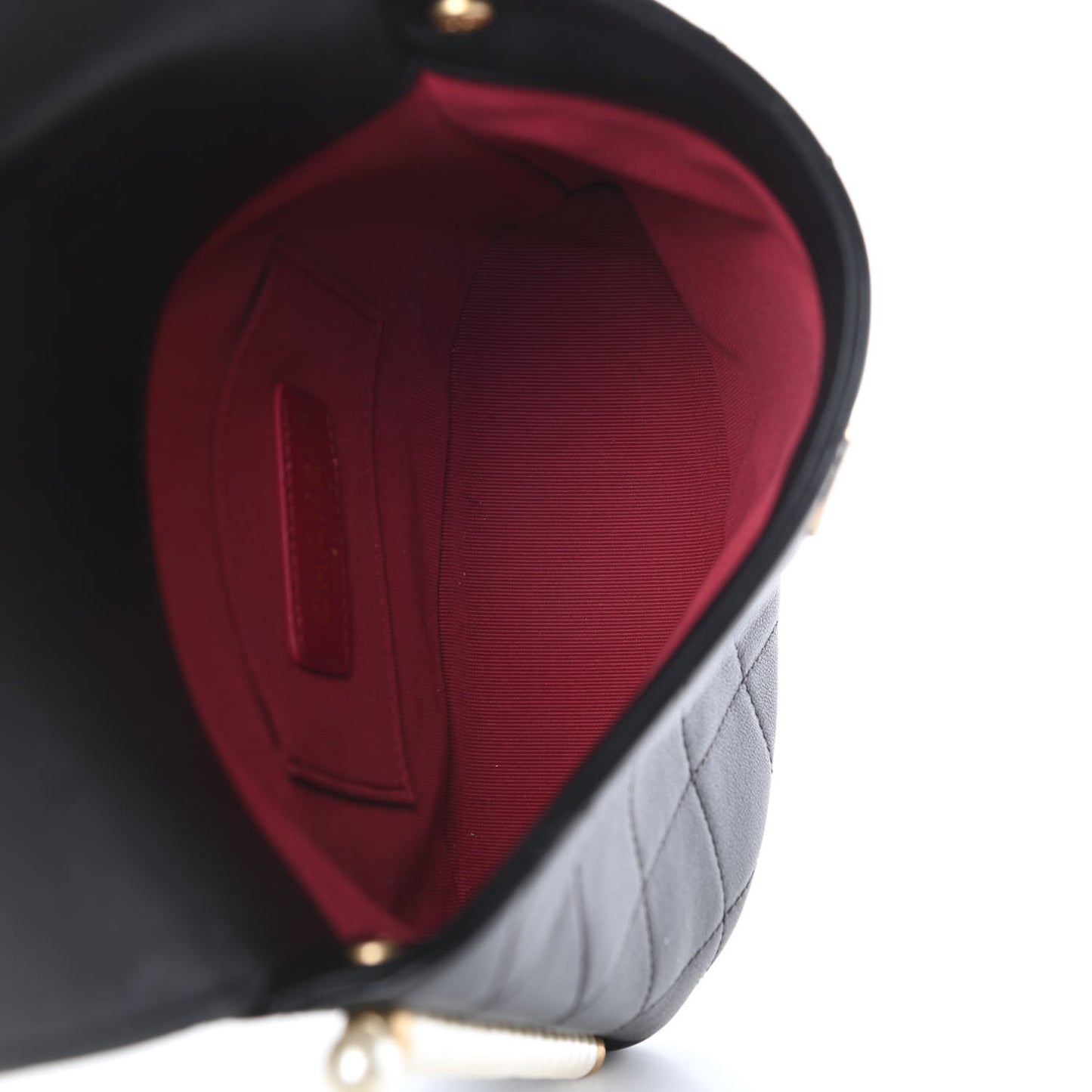 Calfskin Quilted Pearl Small About Pearls Hobo Bag Black