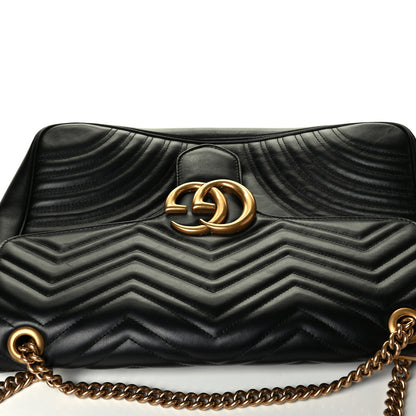 Gucci Calfskin Matelasse Large GG Marmont Shoulder Bag Black 5 of 6