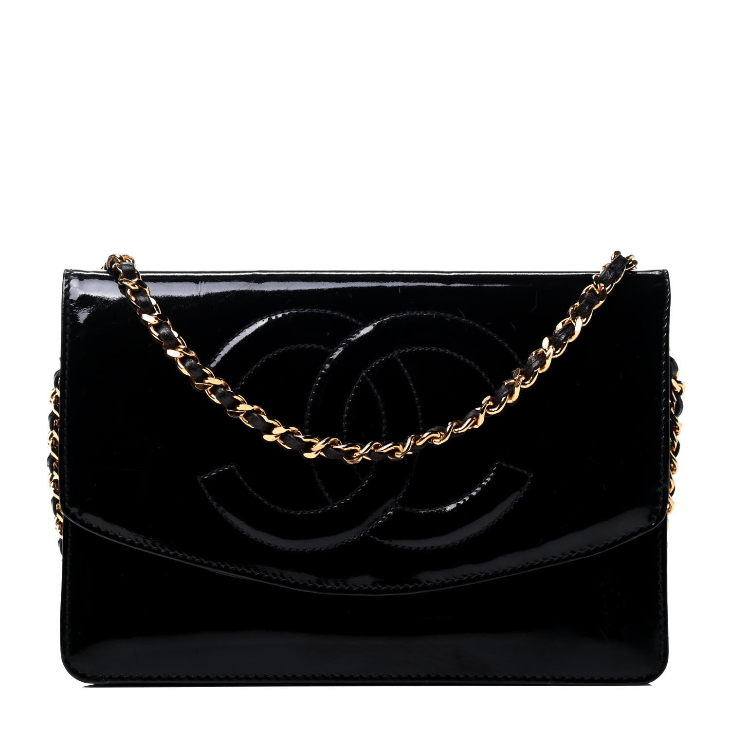Chanel Patent Timeless CC Wallet On Chain WOC Black 1 of 4