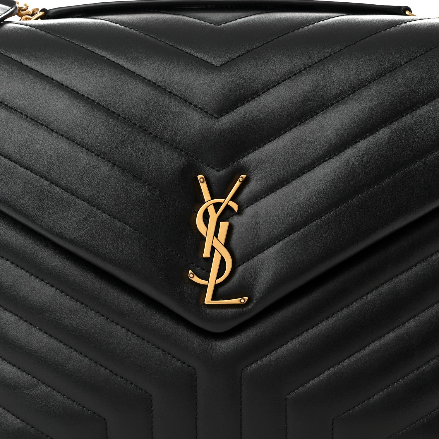 Saint Laurent Calfskin Y Quilted Monogram Large Loulou Chain Satchel Black 8 of 11