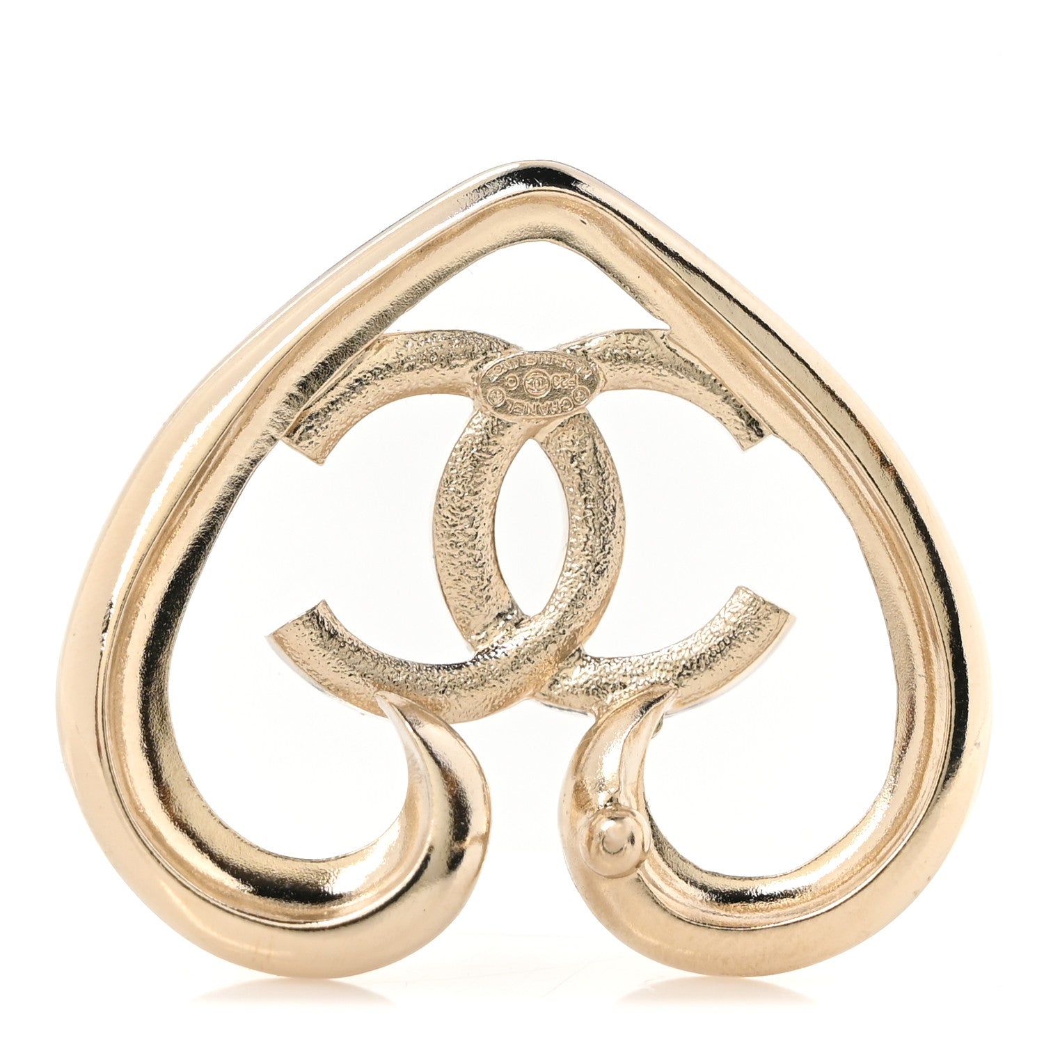 Chanel Metal Crystal CC Logo Heart Earrings Gold 4 of 5