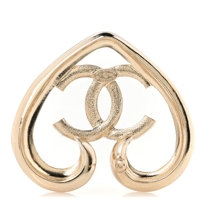Chanel Metal Crystal CC Logo Heart Earrings Gold 4 of 5