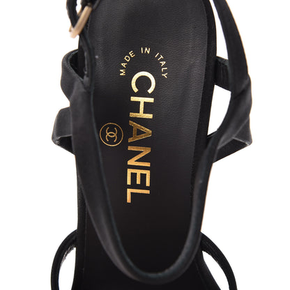 Chanel Satin Pearl Crystal Sandals 38.5 Black 8 of 8