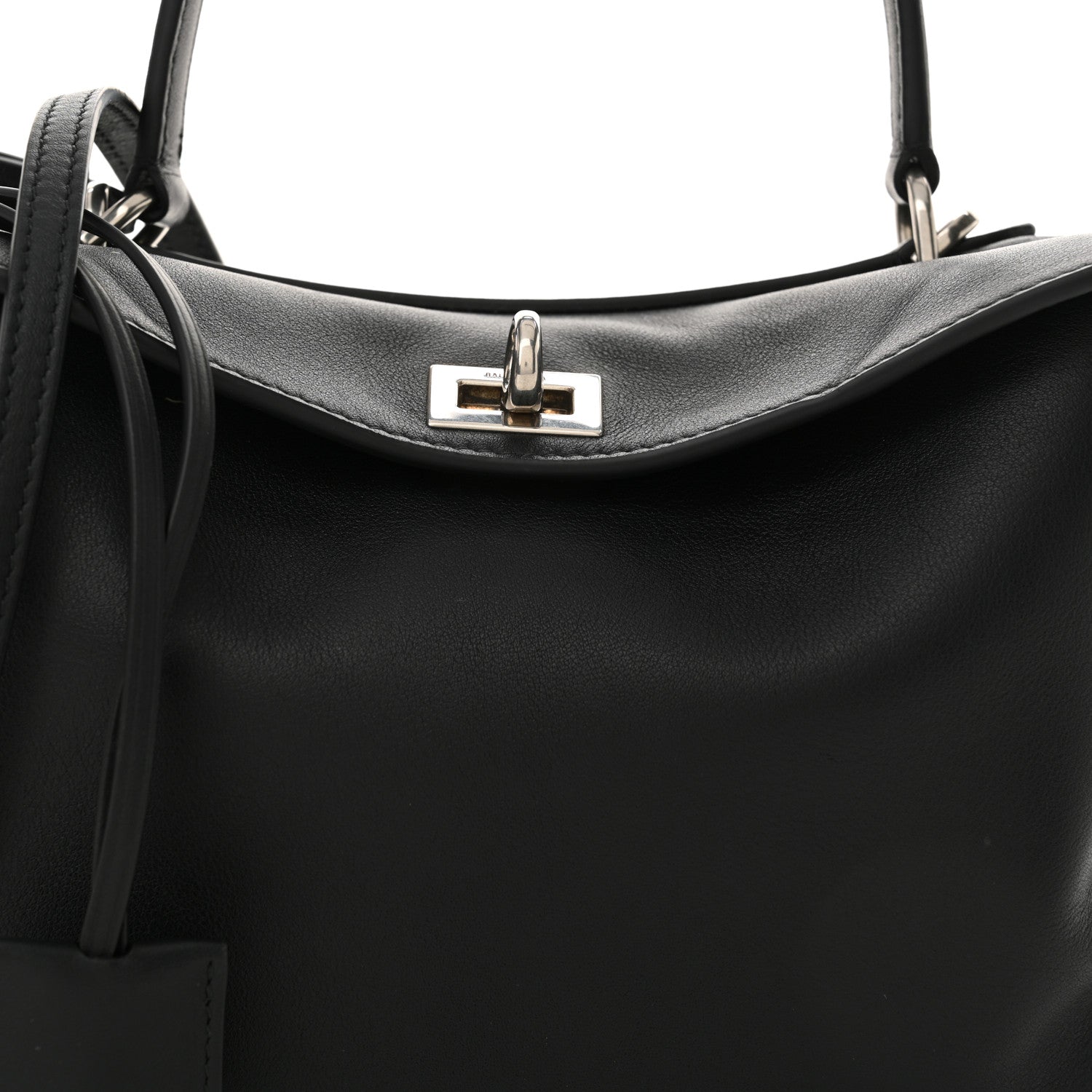 Balenciaga Natural Smooth Calfskin Mini Rodeo Top Handle Handbag Black 7 of 9