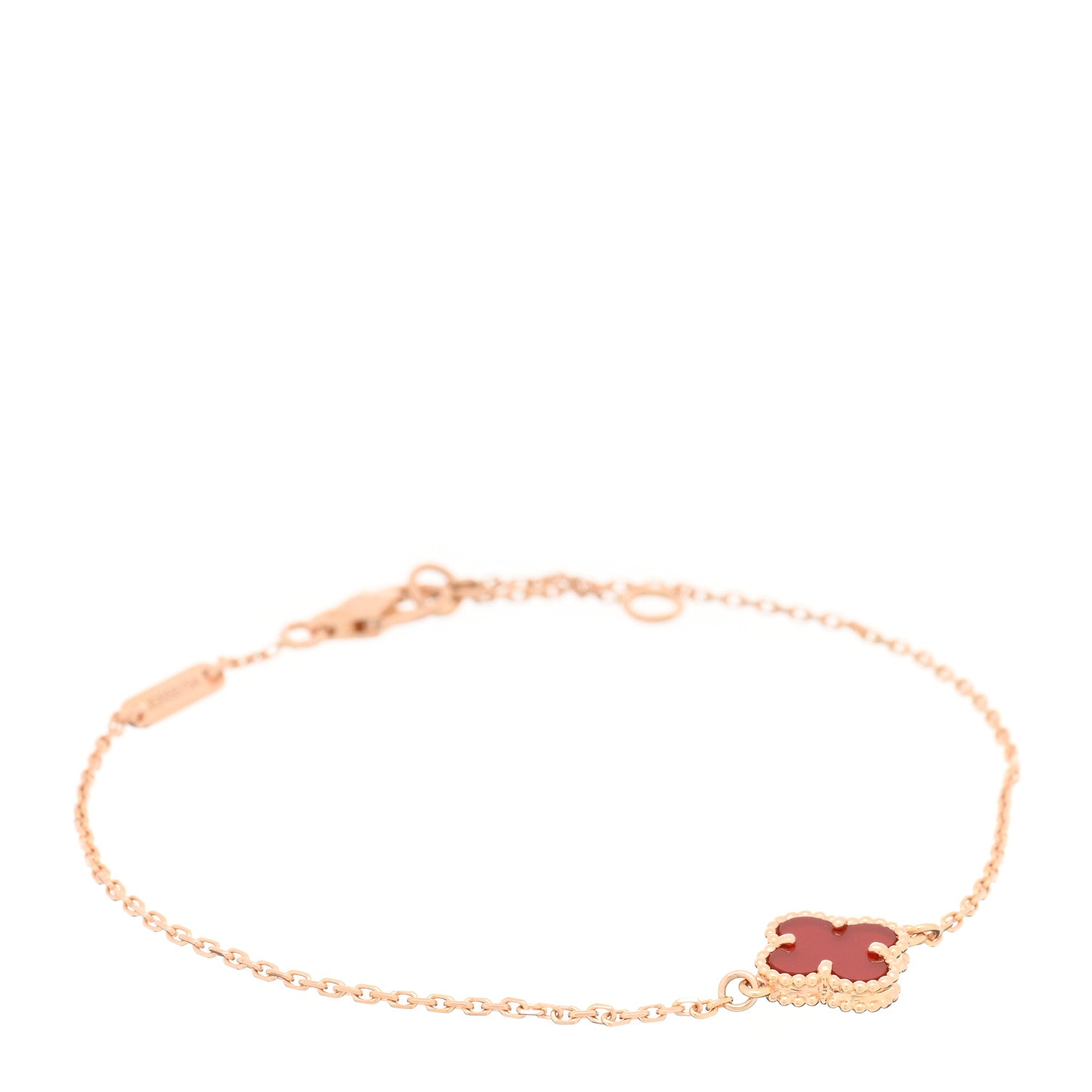 Van Cleef & Arpels 18K Rose Gold Carnelian Sweet Alhambra Bracelet 1 of 3