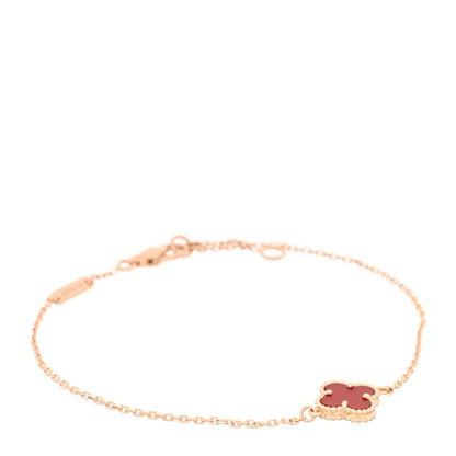 Van Cleef & Arpels 18K Rose Gold Carnelian Sweet Alhambra Bracelet 1 of 3