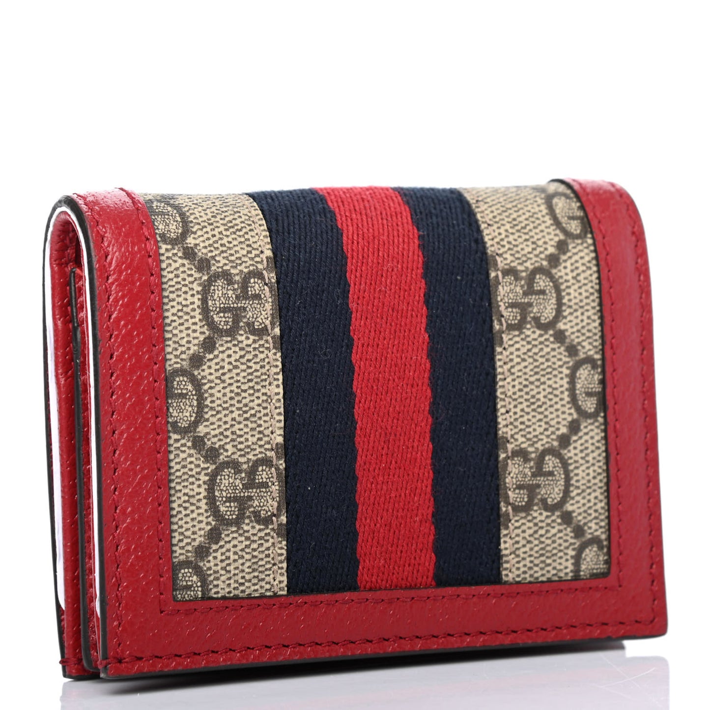 GG Supreme Monogram Queen Margaret Card Case Red