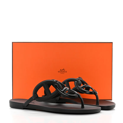Hermes Rubber Womens Egerie Sandals 35 Black 9 of 9