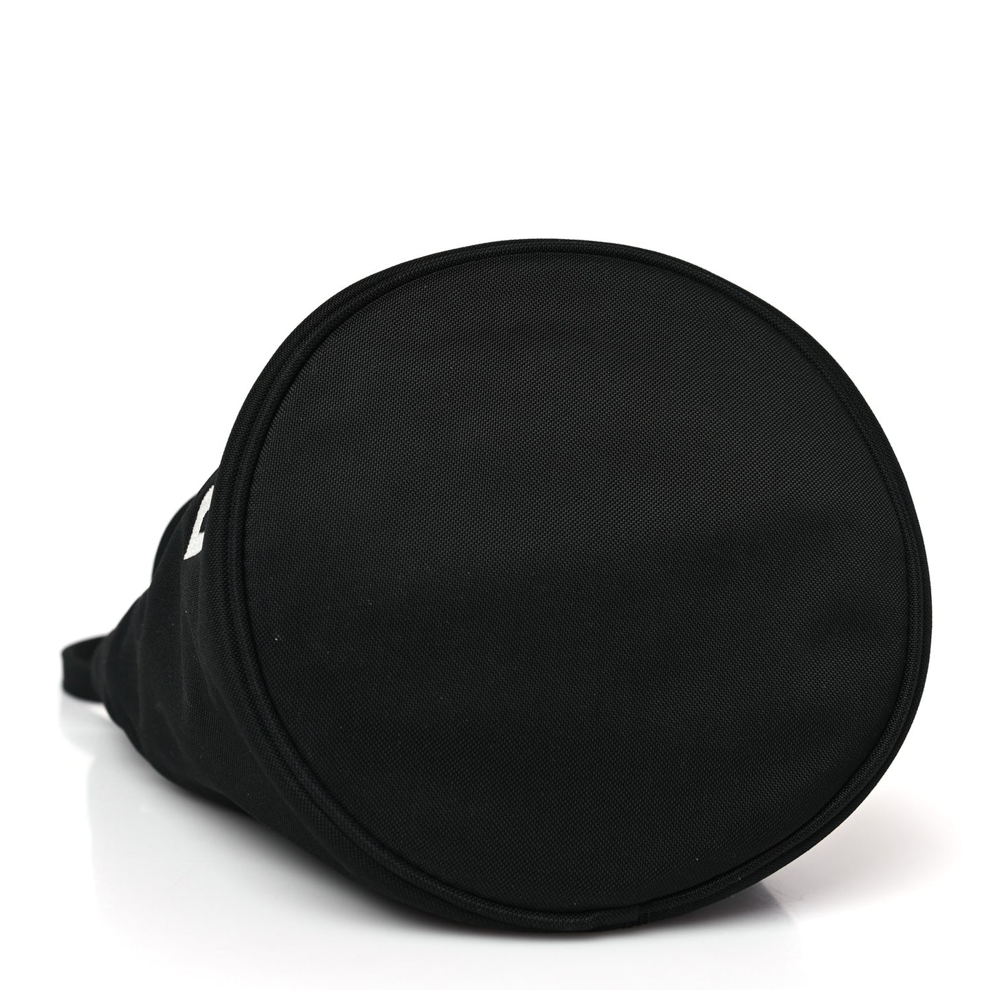 Recycled Sport Nylon Logo Embroidered Wheel Drawstring Bucket Bag XS Black