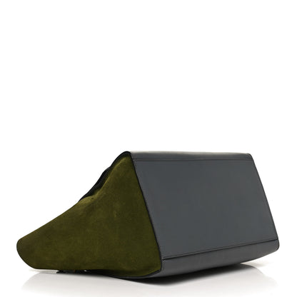 Celine Calfskin Suede Medium Tri-Color Trapeze Green 3 of 13