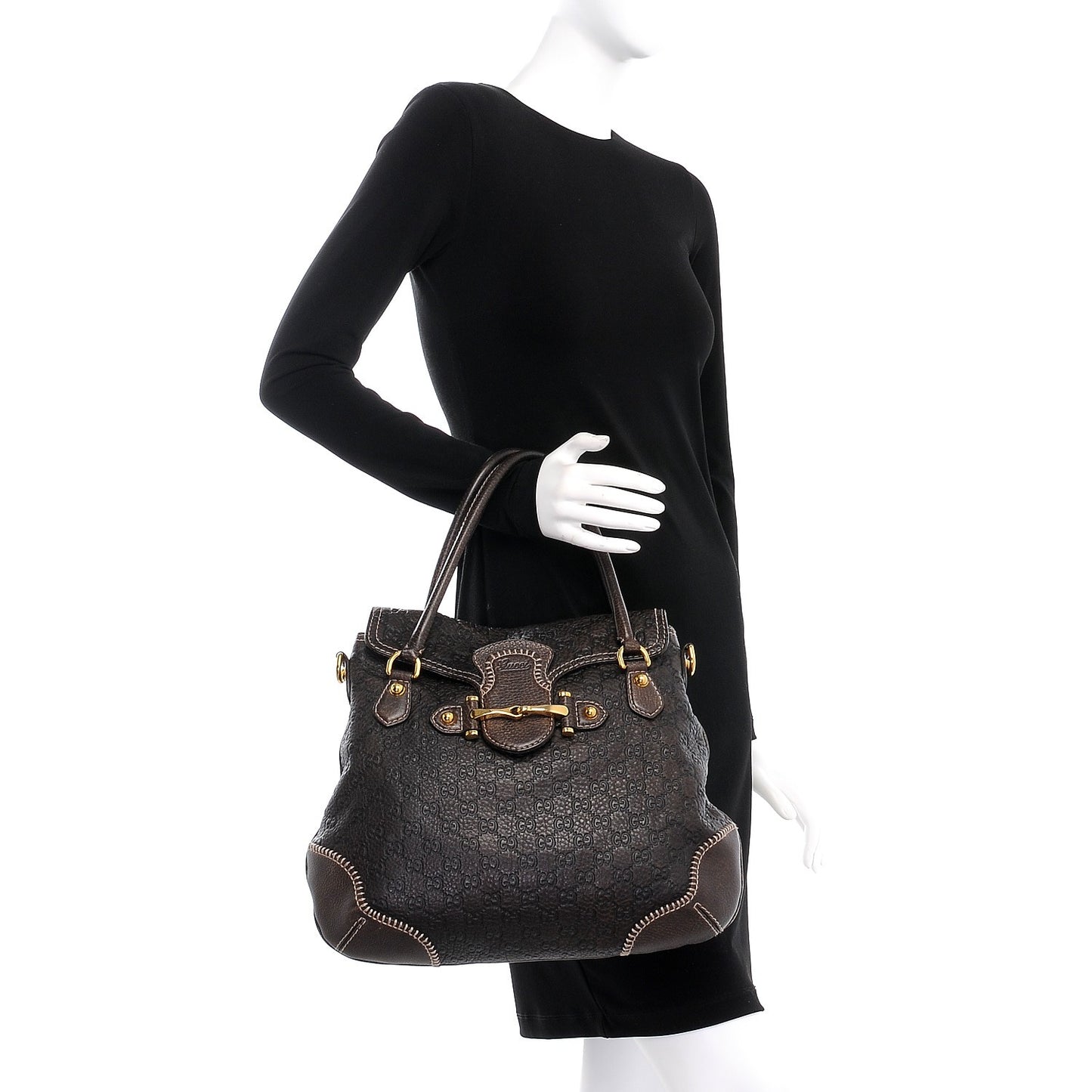Guccissima New Pelham Satchel Dark Brown