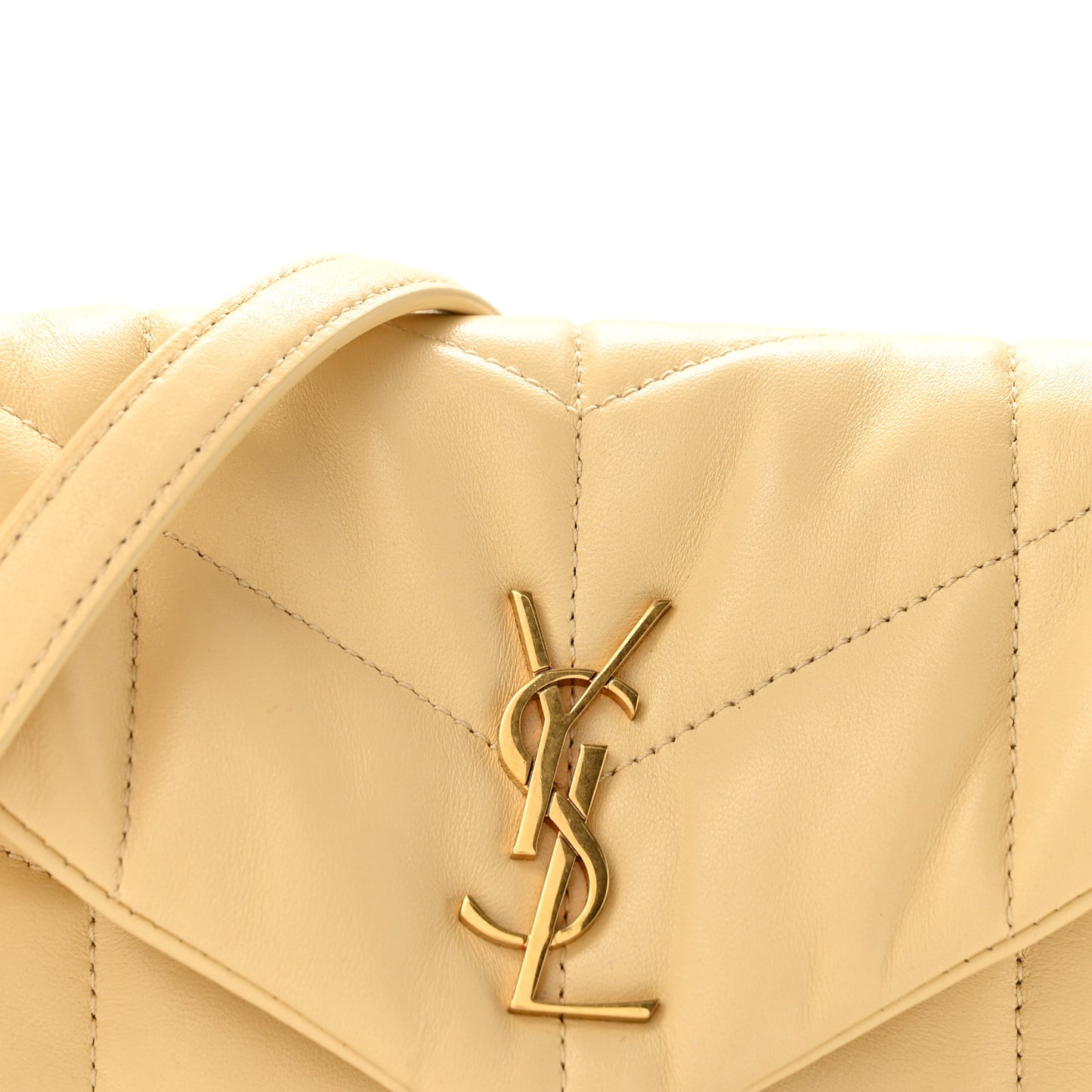 Lambskin Quilted Toy Loulou Puffer Monogram Chain Satchel Jaune Pale