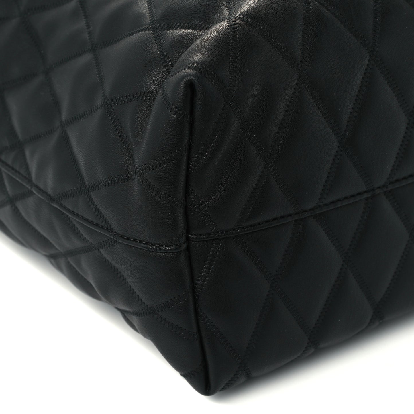 Rubber Effect Canvas Quilted Duo Shopper Tote Black