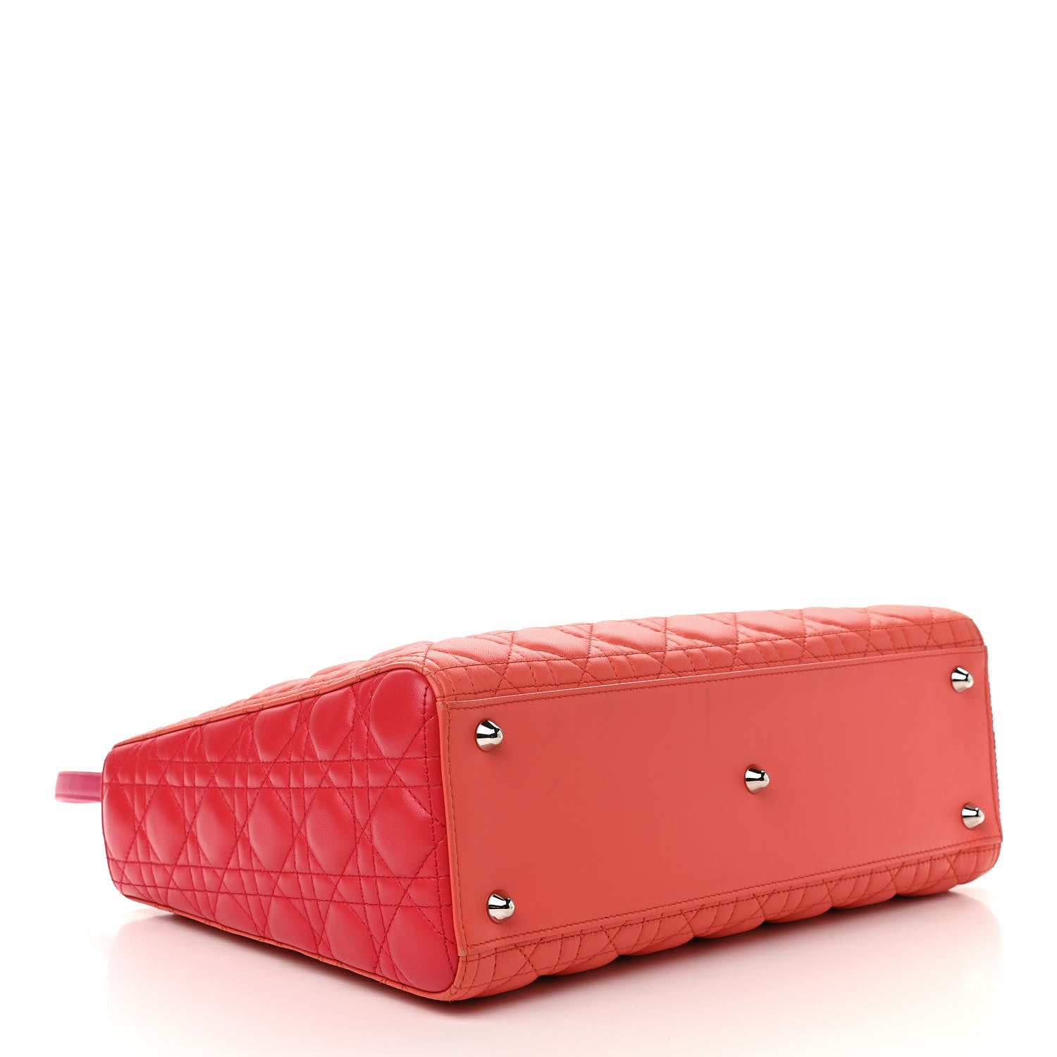 Christian Dior Lambskin Cannage Large Bi-Color Lady Dior Orange Fuchsia 4 of 13