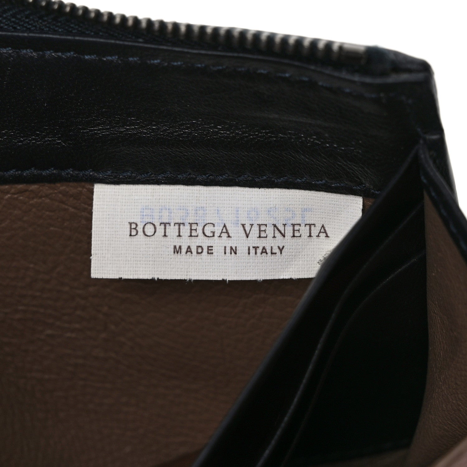 Bottega Veneta Nappa Intrecciato Half Zip Around Wallet Blue Black 6 of 6