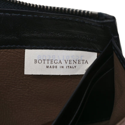 Bottega Veneta Nappa Intrecciato Half Zip Around Wallet Blue Black 6 of 6