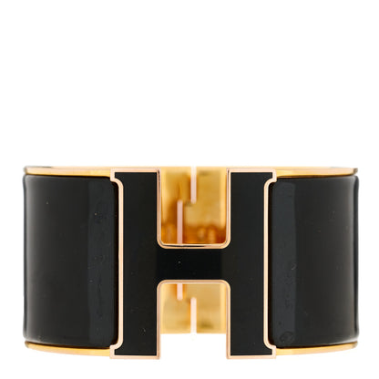 Hermes Enamel Extra Wide Clic Clac H Bracelet PM Black 1 of 4