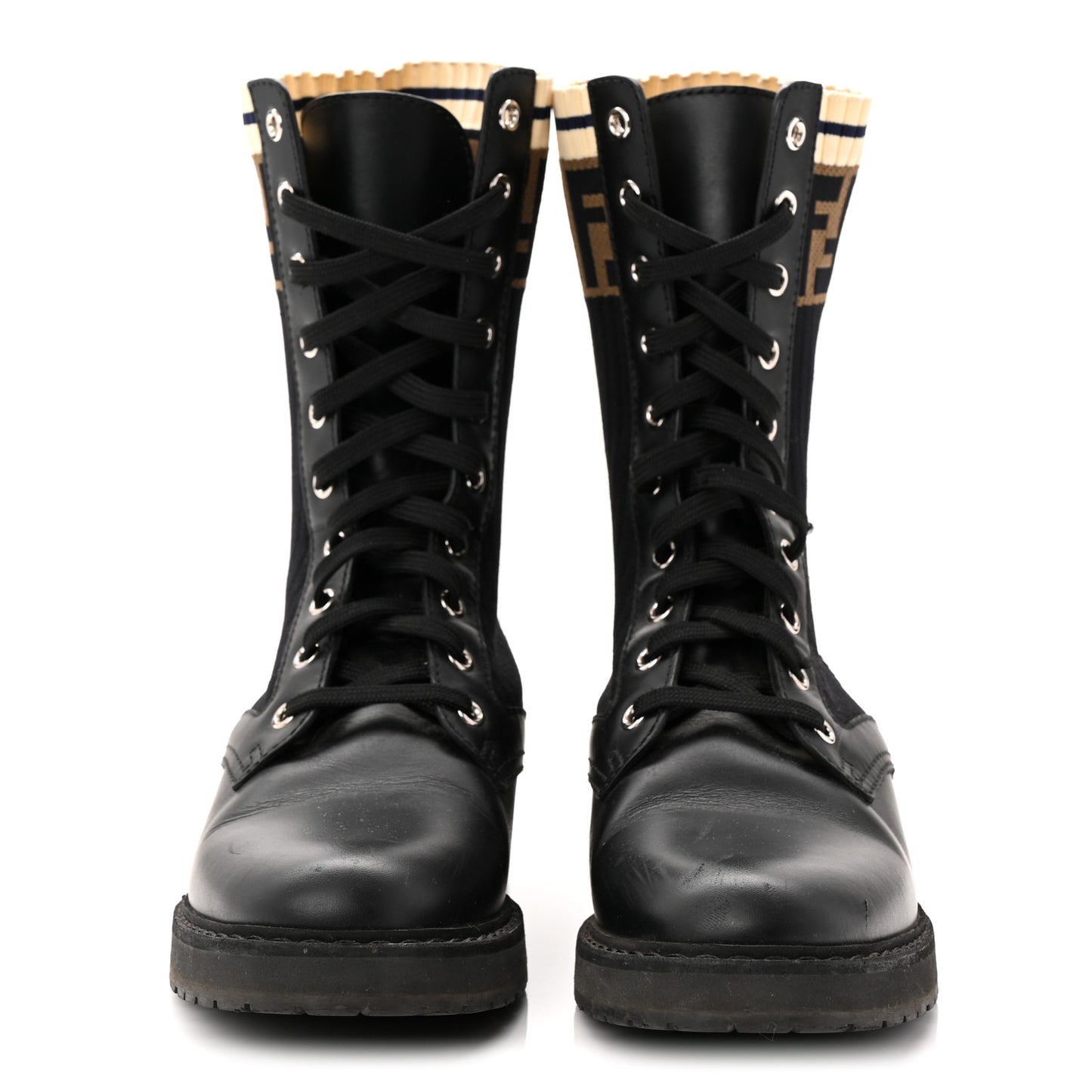 Calfskin Stretch Fabric Rockoko Biker Boots 38 Tobacco Black Marino