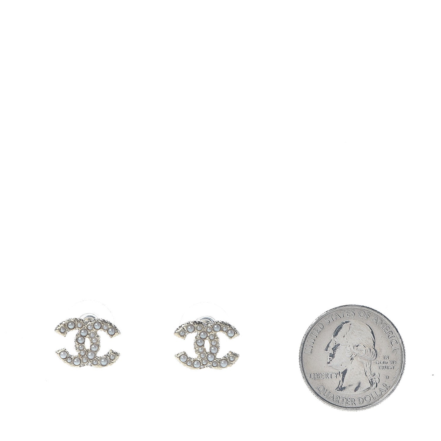 Metal Graduated Pearl Crystal CC Earrings Light Gold