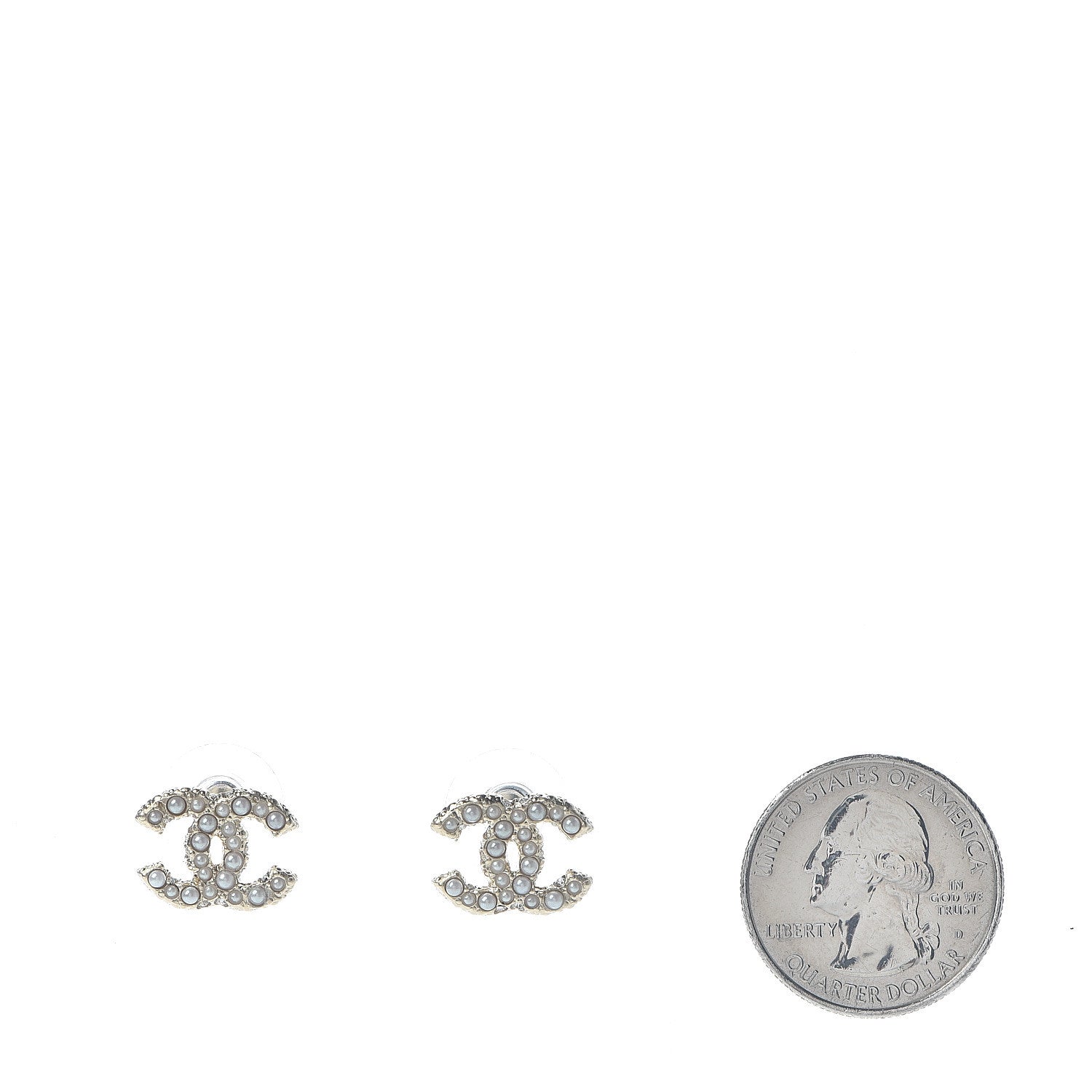 Chanel Metal Graduated Pearl Crystal CC Earrings Light Gold 2 of 5
