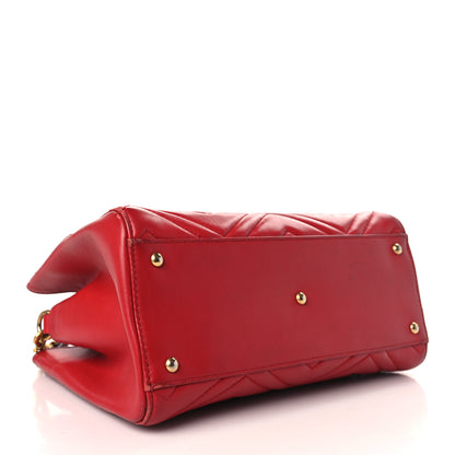 Gucci Calfskin Matelasse Small GG Marmont Tote Hibiscus Red 4 of 11