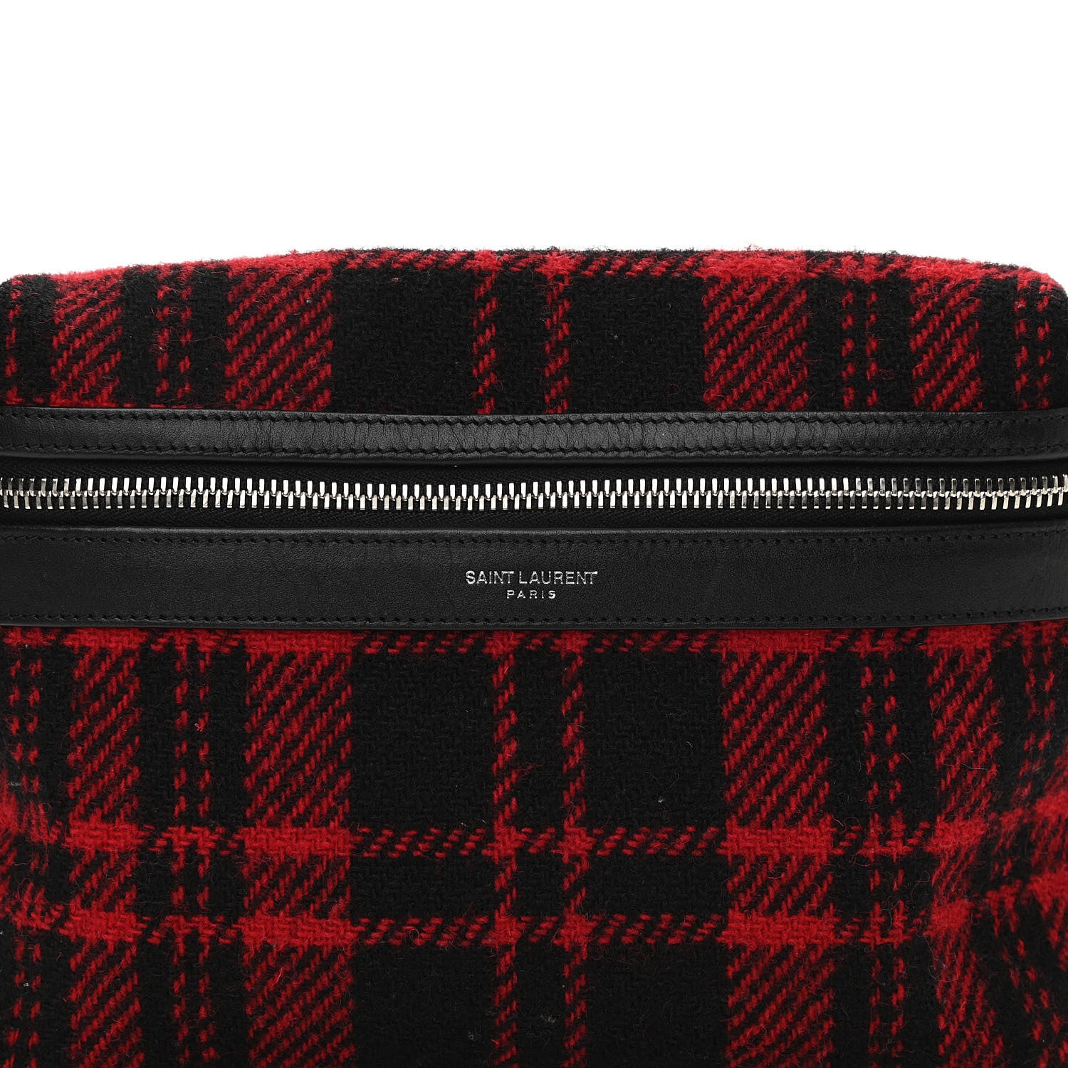 Saint Laurent Wool Tartan City Belt Bag Red Black 8 of 10