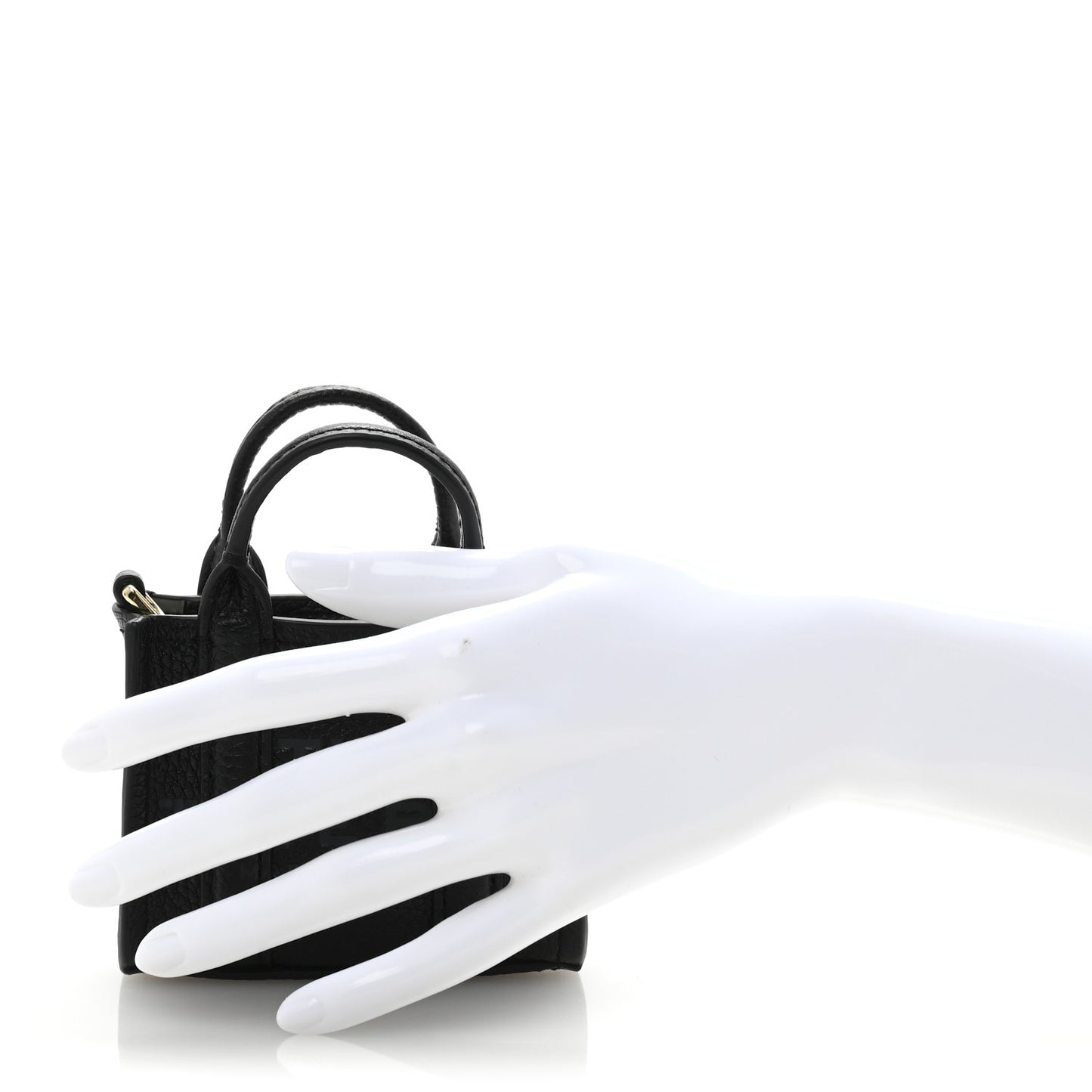 Grained Calfskin Nano Bag Charm The Tote Bag Black