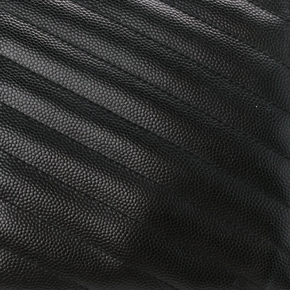 Saint Laurent Grain De Poudre Matelasse Chevron Monogram Monochrome Chain Wallet Black 12 of 13